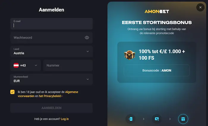 AmonBet Casino reg